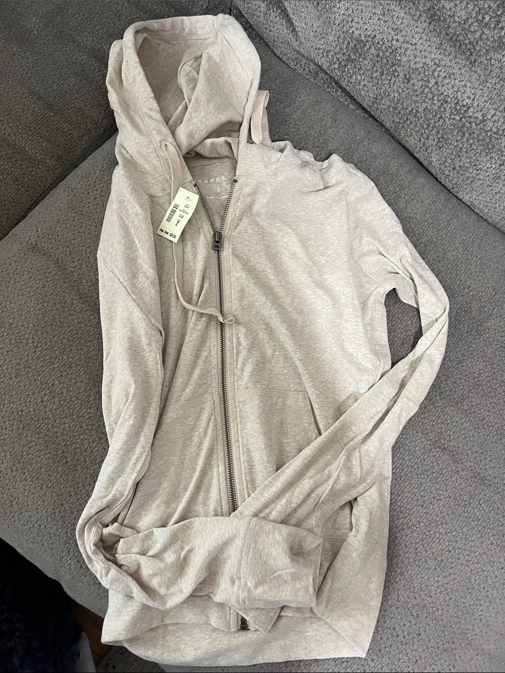 Aeropostale Light Beige Zip-Up Hoodie Jacket